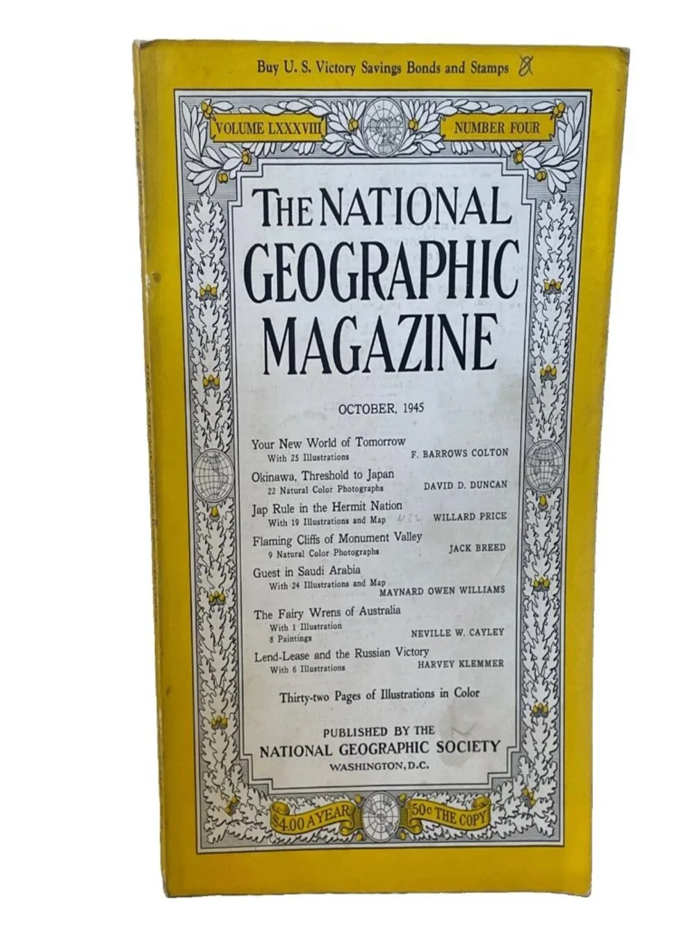 National Geographic October 1945 Vol 88 No 4 Vintage Magazine Okinawa Korea WWII